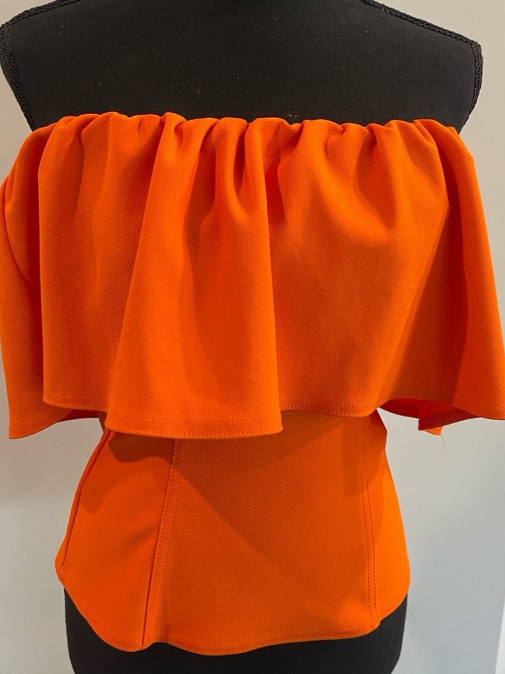 Zara Orange Off-Shoulder Ruffle Top